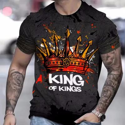 Maglietta da Uomo con Stampa 3D King Estiva Casual Manica Corta Magliette Top Moda Street Oversize Abbigliamento da Uomo T-Shirt Vintage per Uomo