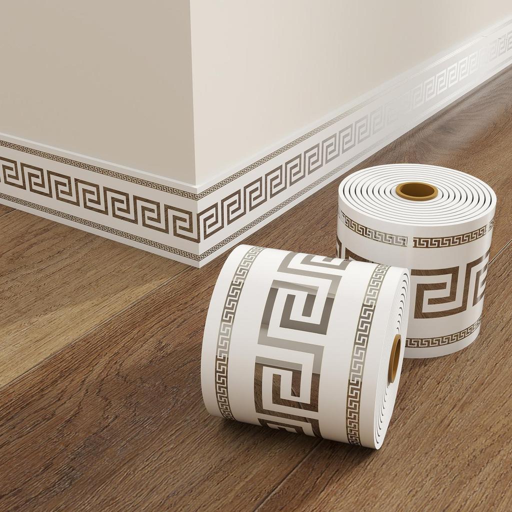 Thick Self-Adhesive PVC Baseboard - Waterproof Wall Skirting Decor, Imitation Tile Kickboard Strip, Easy Peel & Stick