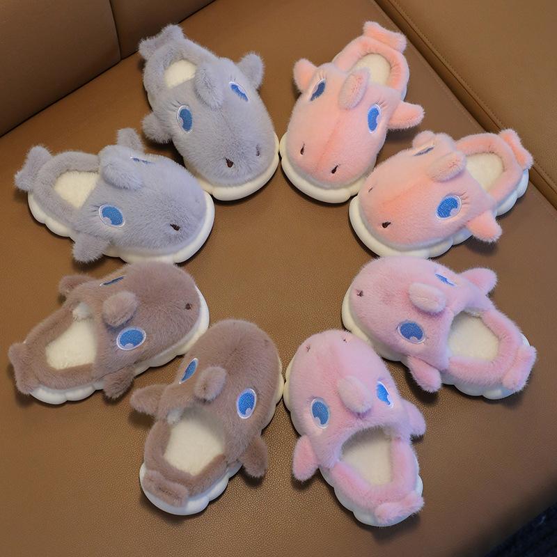 Children's Winter Cute Shark Warm Cotton Slippers
