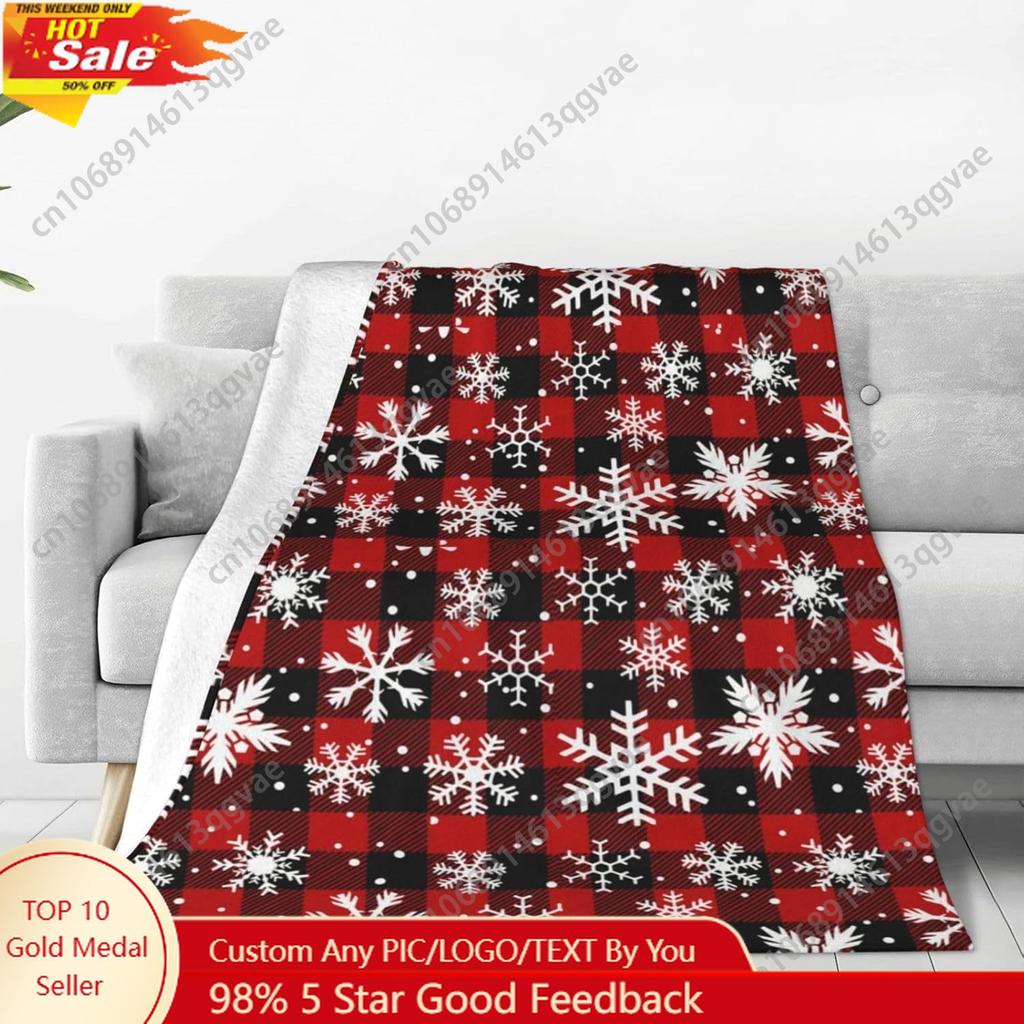 Christmas Red Plaid Fleece Blanket Ultra Soft Plush Cozy Xmas Home Decor Throw Blanket for Bed Sofa Couch Custom blankets