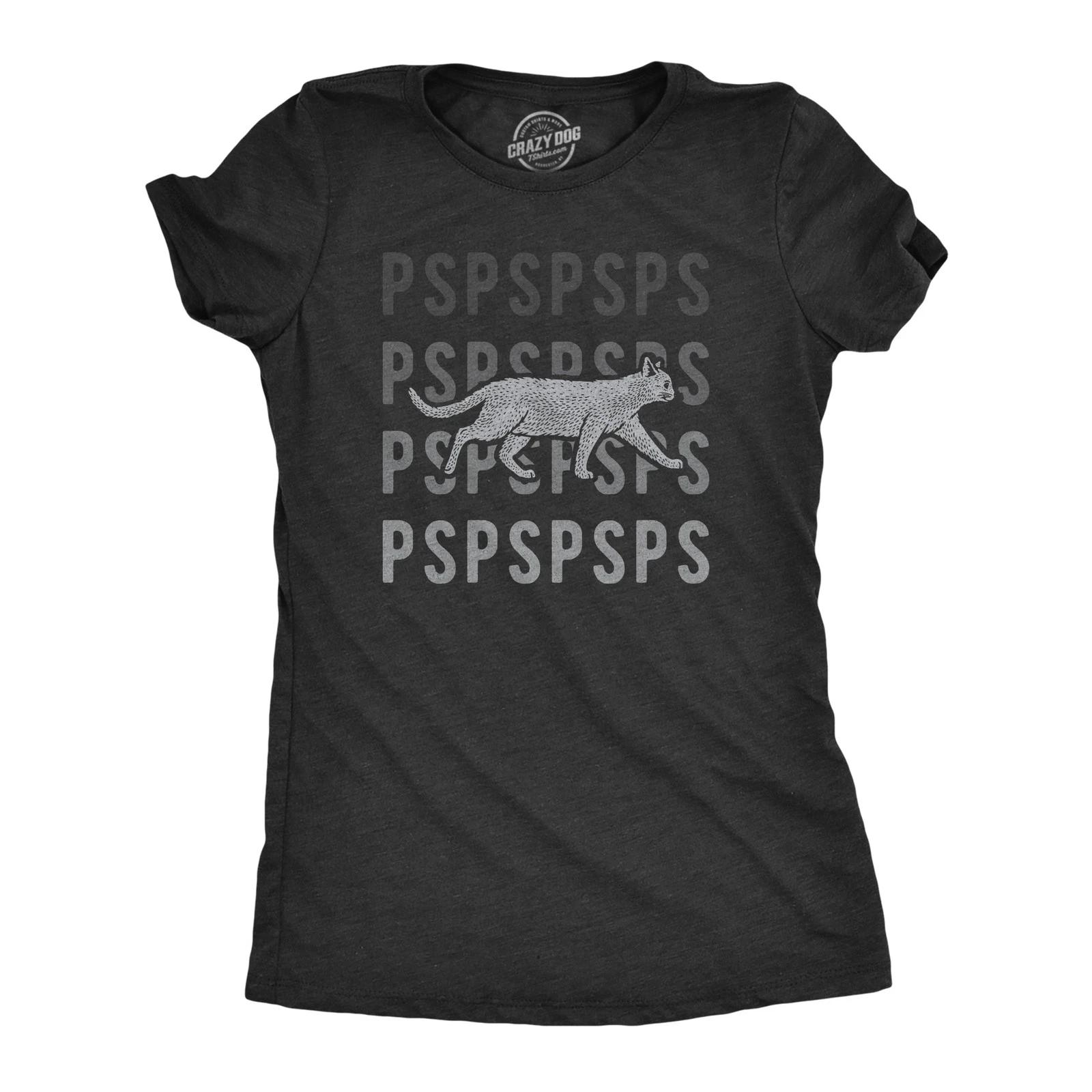 Womens Pspsps Cat T Shirt Funny Crazy Cat Lady Pet Kitty Lover Meow Graphic XXXXL