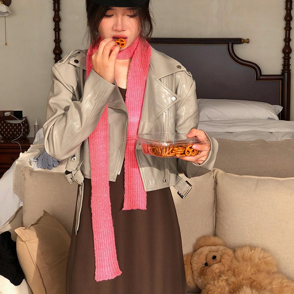 Harajuku Style Neck Scarf for Women Men Soft Neck Warmer Gothic Knit Narrow Long Scarf Winter Autumn Fashion Neckwear