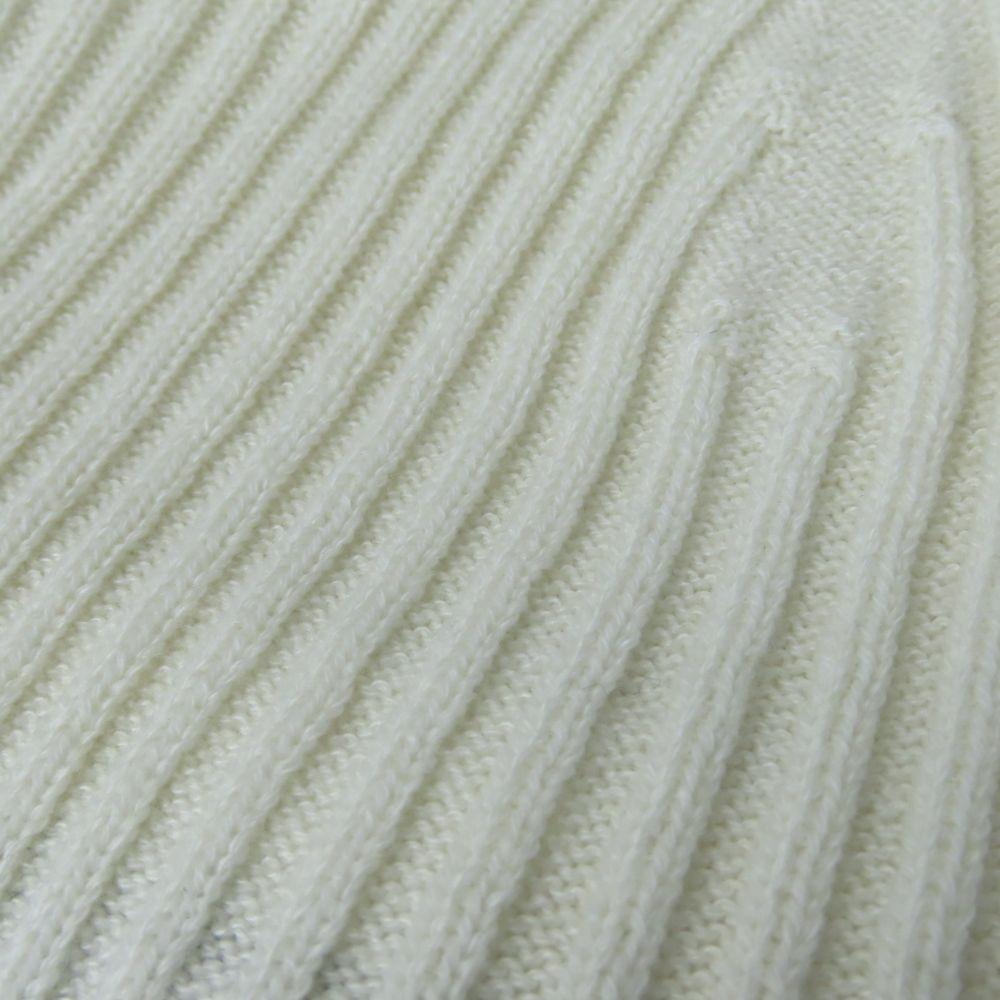 Used CHANEL Knit Cap Cashmere/cotton White Black Knit Hat