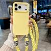 Candy Color Soft Shell Iphone13/14/15/16/17promax Braided Crossbody Long and Wide Rope Mobile Phone Case