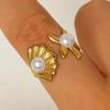 Stainless Steel Star Moon Shell Starfish Open Rings for Women Men Bohe Holiday Waterproof Rings Beach Party Jewelry Accessories
