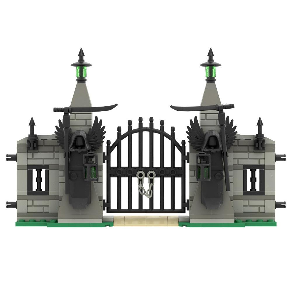 Small Particles Halloween Cemetery Pumpkin Splicing Assembly Fence Haunted House Scene Building Block Diy