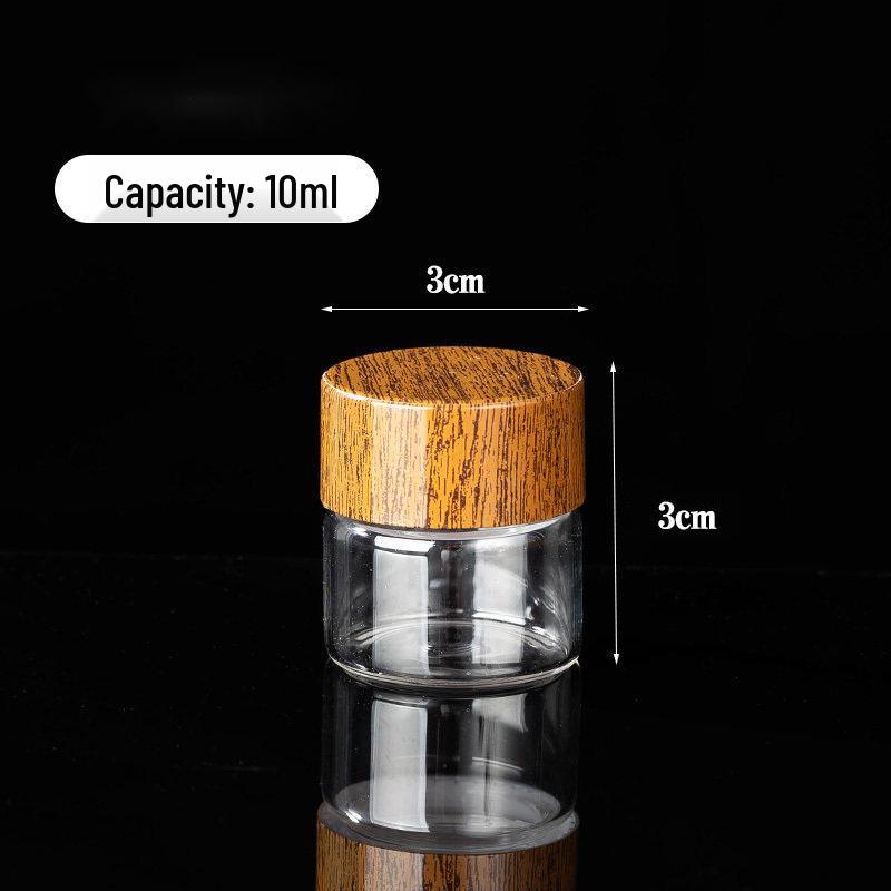 

Small Transparent Glass Refill Bottles with Wooden Lids for Spice Storage, Essential Oils, and Travel Packaging