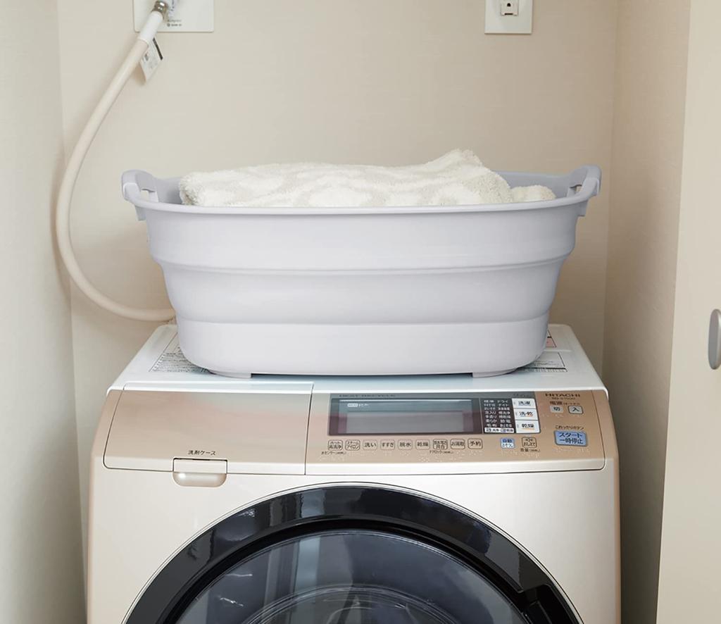 Isetou Pet Bath Soft Tub Wide Exclusive White Gray 23L Width X Depth X Height Cm Made In Japan Foldable with Drain Plug Laundry Basket Outdoor Large