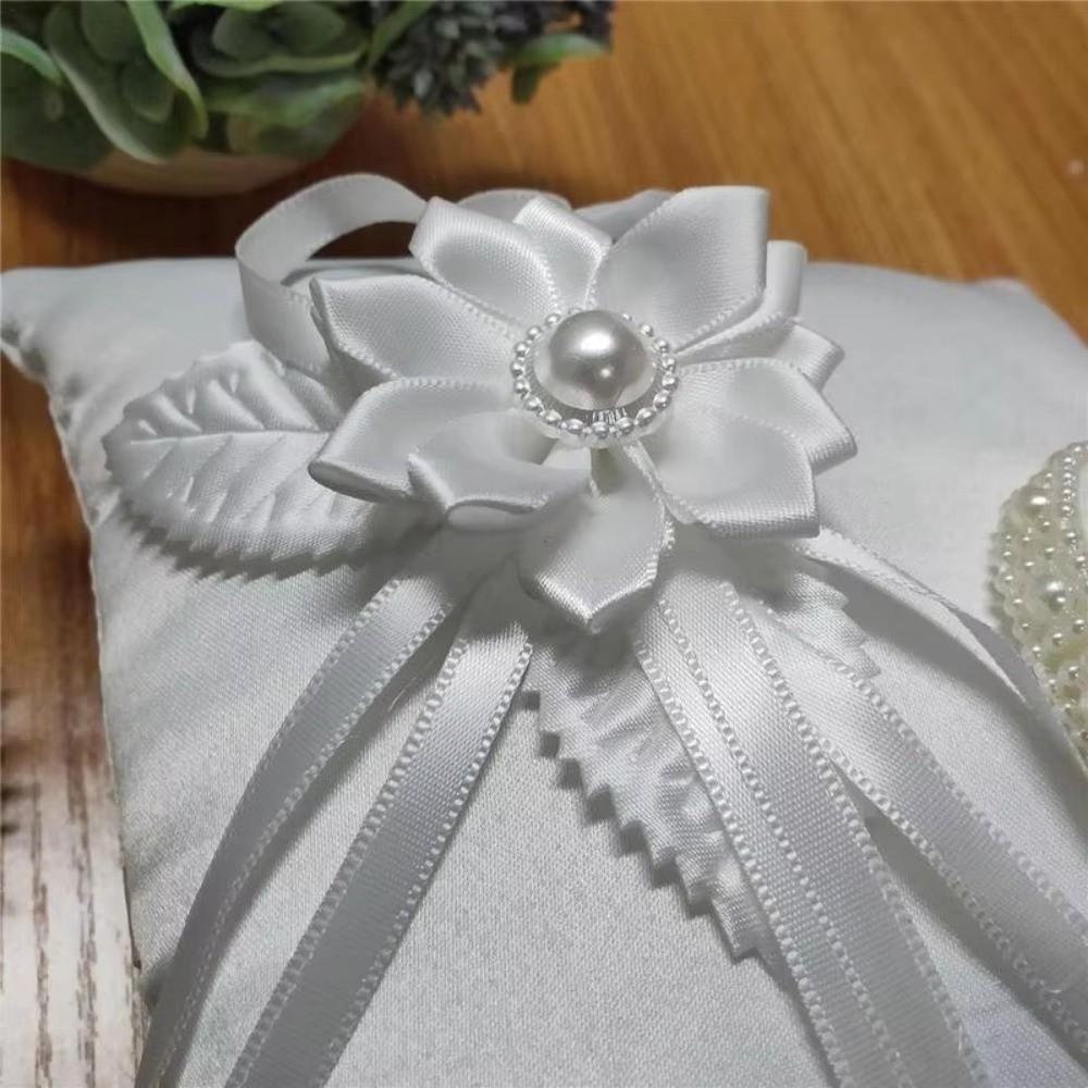 Handmade Bridal Ring Cushion Polyester Wedding Ring Holder Wedding Ring Pillow  Engagement Ceremony