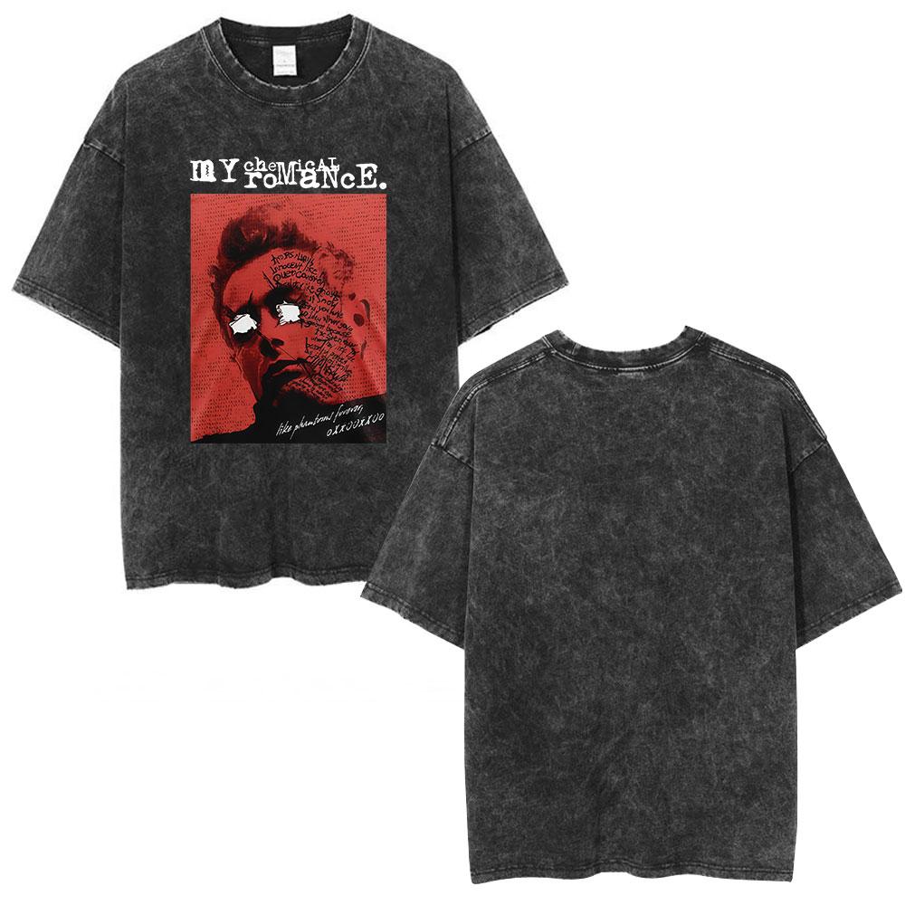 Rock Band My Chemical Romance Washed Tshirt The Black Parade Tour Merch Fans Gifts Tshirts Mens Clothing Punk T Shirts