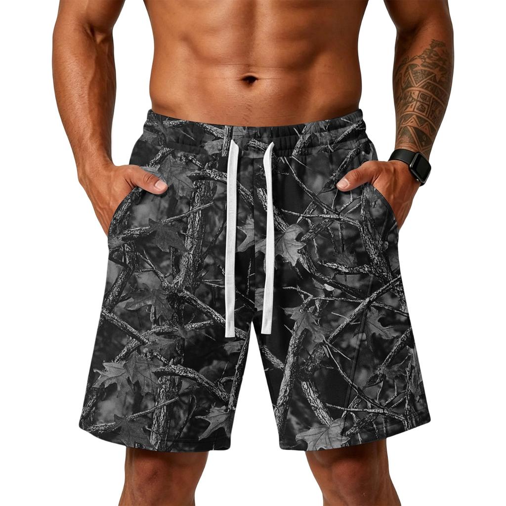 Men's Print Loose Fit Training Gym Beach Shorts with Pockets