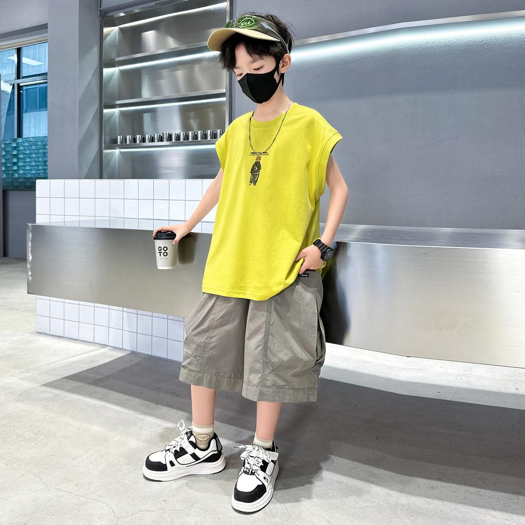 Children's clothing boys' summer sleeveless set 2026 new summer mid size children's sports vest summer style cool and fashionable