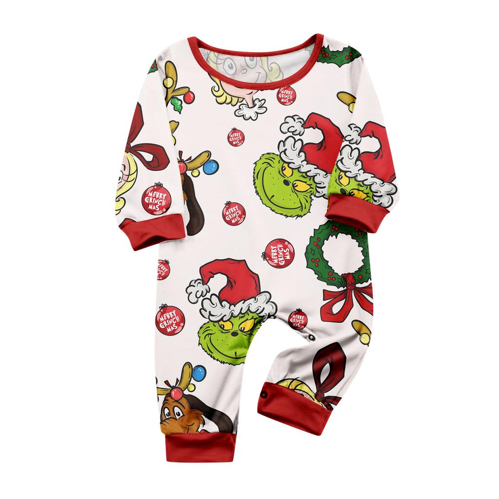 Christmas Print Cute Family Set Pajamas, Home Clothes, Family Set Long Sleeve Top Pants Set