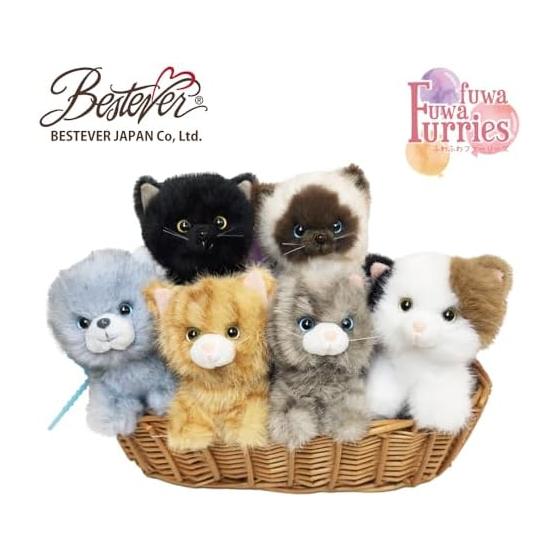 BESTEVER Fluffy Furries Plush Keychain Bag Charm - Gray Tabby Cat