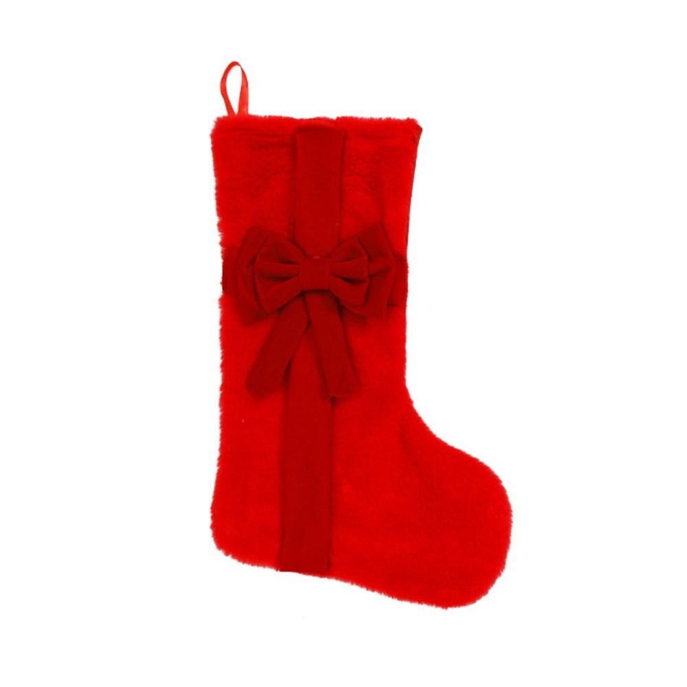 

With Bow Christmas Gift Bag Lagre Size Xmas Tree Hanging Socks Plush Christmas Stocking Festive Style C