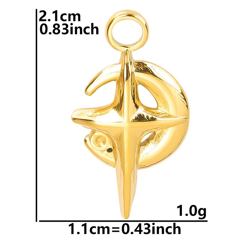 6 szt. Klasyczny Wisiorek Księżyc Pozłacany Prawdziwym Złotem 18K Stal Nierdzewna Zawieszki Do Tworzenia Biżuterii Luna Gwiazda Sowa Czarownica Zawieszka DIY Breloque
