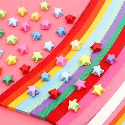 540PCS Gradient Color Star Paper Strip Art Craft Paper Ucky Stars Folding Paper  Kids Gift