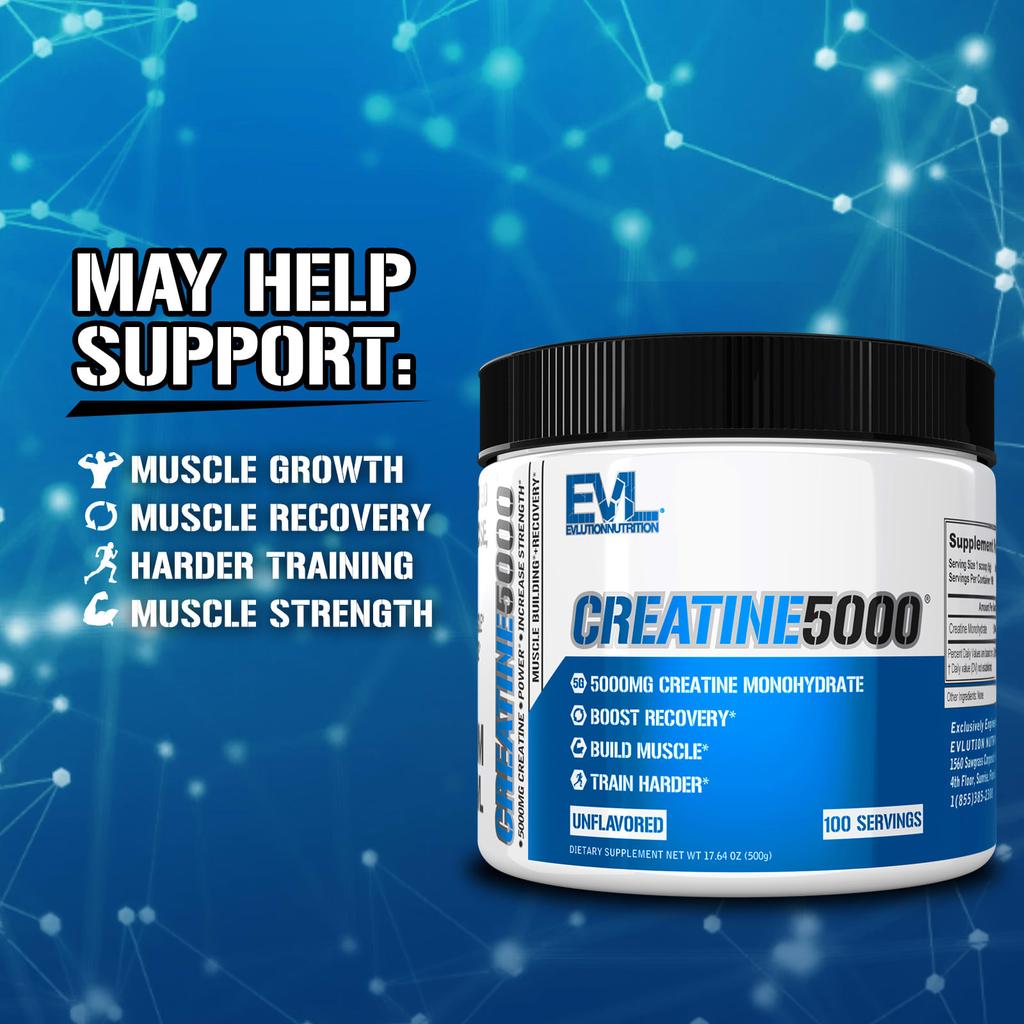 EVLution Nutrition, Creatine5000®, Unflavored, 17.64 oz (500 g)