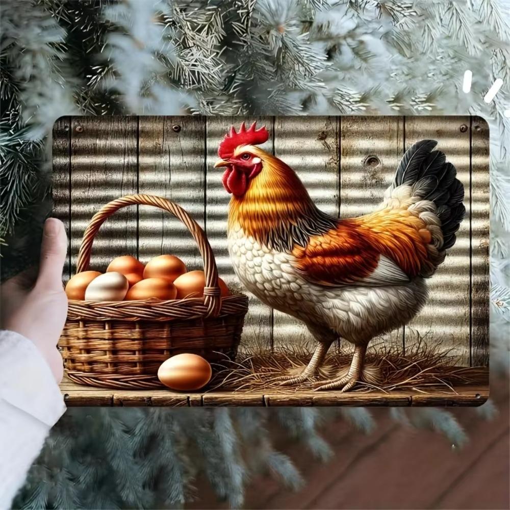 Vintage Tin Sign 8x12 Wall Decor Egg Kitchen Art Gift Bar Retro