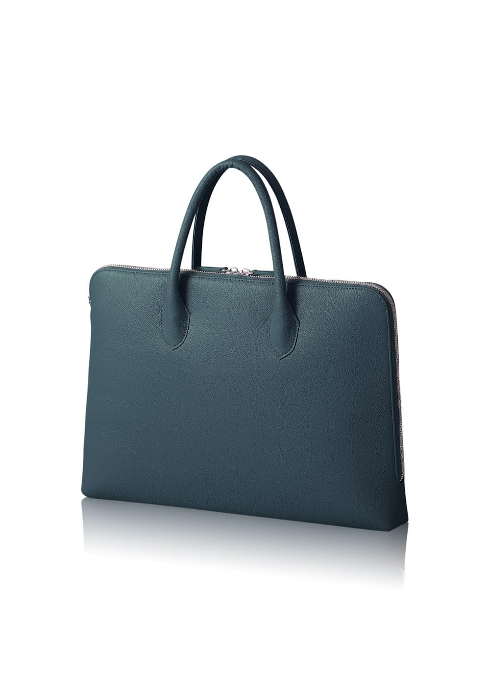 

[LIB] Slim Briefcase, Water-Repellent Original Genuine Cowhide Leather, Unisex, Fits 14-inch Laptop, Thin Gusset, Shoulder Strap Attachment (Teal