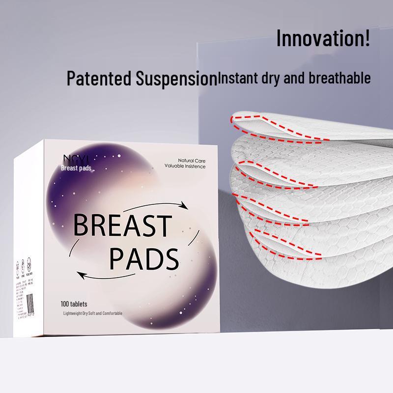 Ultra-Thin Disposable Breast Pads - 100 Pack: Anti-Overflow Nipple Covers for Postpartum Breastfeeding