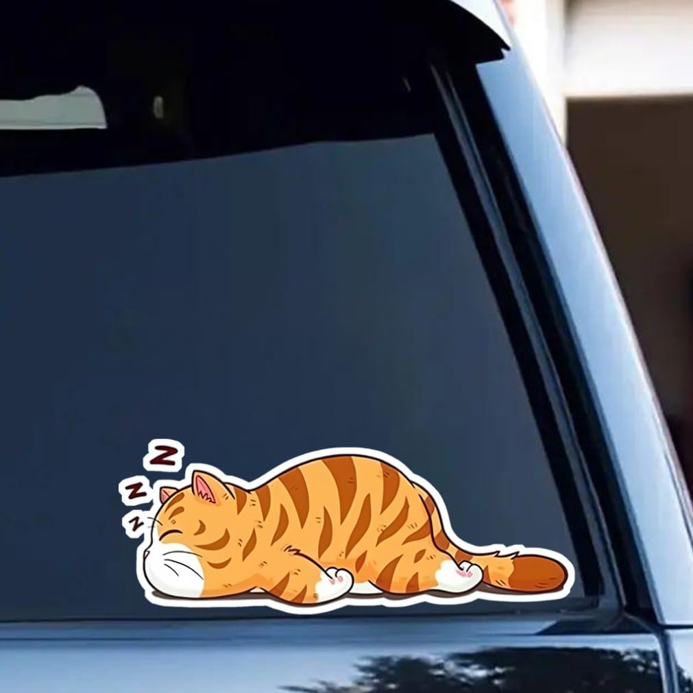 Set of 3 15x7cm Sleeping Cat Waterproof Vinyl Car Decal Window Bumper Exterior Decoration Accessories Scratch Resistant Sticker | #JP08