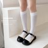 Černé a bílé ponožky z husího peří pro děti, středně dlouhé ponožky, letní tenké podkolenky, nadkolenky