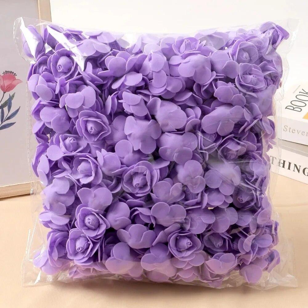 50/100Pcs Rose Artificial Flowers 3.5cm PE Foam Fake Flowers Teddy Bear Home Decor Wedding Decoration DIY Gifts Boxs Accessories