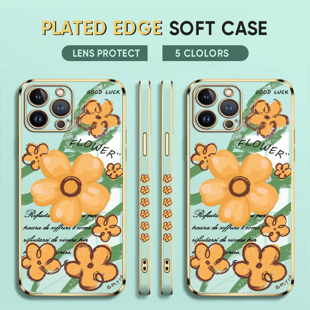 Husă pentru telefon mobilă cu flori portocalii pentru iPhone 11 13 15 Samsung Galaxy A52 Xiaomi Redmi 12C Note 10 Pro Oneplus Huse moale pentru smartphone