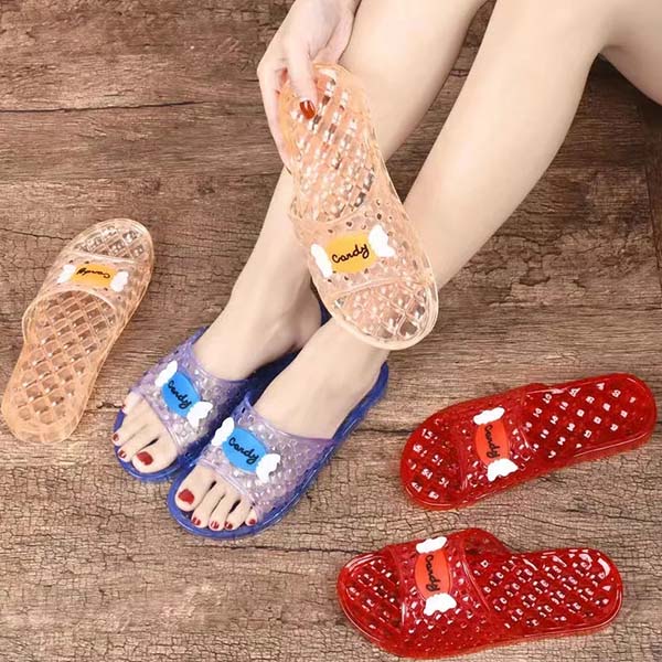 WTEMPO PVC Summer Flat Heel Breathable Cool Thick Slippers Women Large Size Casual Non Slip Wear-resistant Slippers