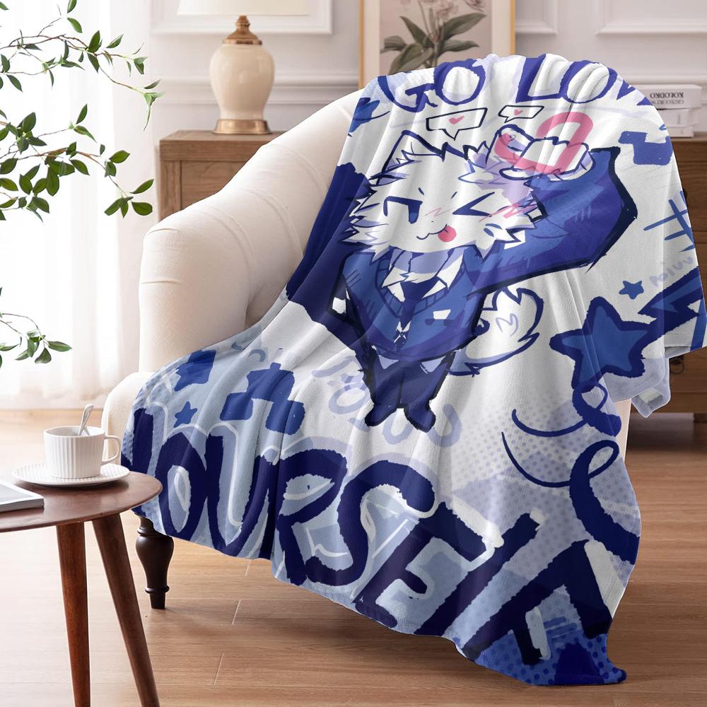 Cute B-boykisser cat Throw Soft Flannel Throw Summer Blanket Lightweight Cozy Nap Blanket for Sofa Bed Travel