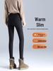 Women's Black High-Waisted Fleece-Lined Leggings, 2025 Winter Style, Thick, Elastic, Slim-Fit