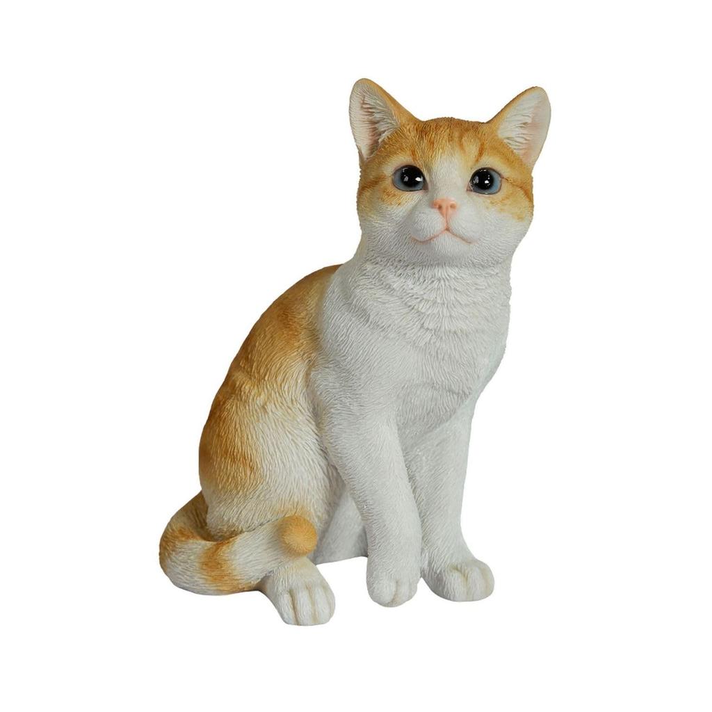 Ubia Brown Tabby and White Cat (Large), Sitting with a Curl, 25 X 17 X 30.5 Cm, Doll, Figurine, Ornament, Animal, Garden Decoration, Cat, H12321-23