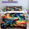 3pcs Peacock in a Vibrant Dreamlike Landscape Pattern Bedding Three-Piece Set (1 Cover + 2 Pillowcases, No Fillings), This Printed Bedding Set Is