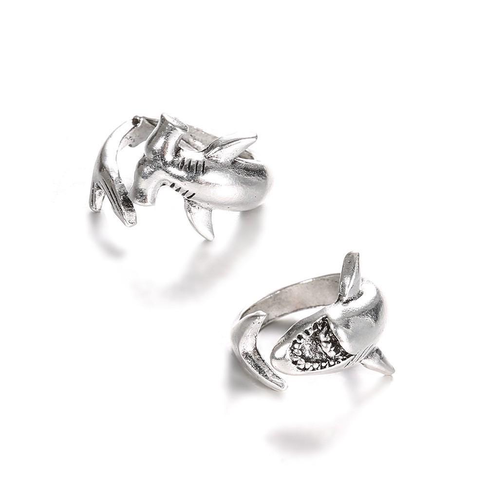 Retro Hammerhead Shark Adjustable Ring - Unique Hip Hop Fashion Jewelry