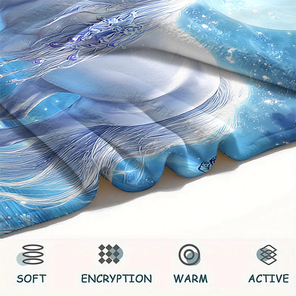 Unicorn Print Flannel Blanket, High Quality Comfortable for All Seasons, Home Decor, Warmth and Comfort, Perfect for Christmas Gifts