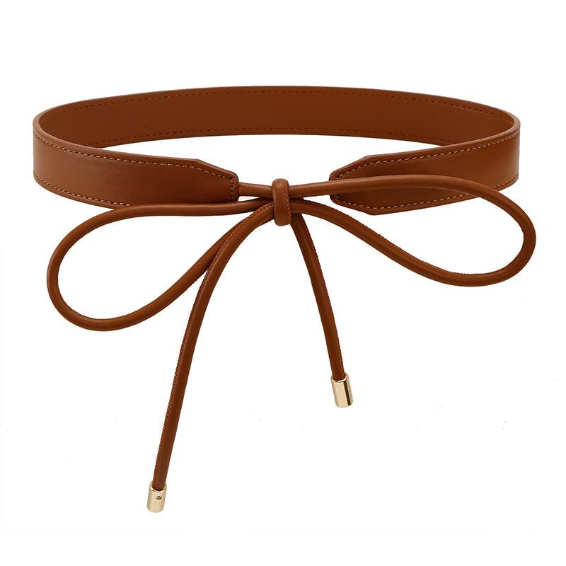Fashion Round Leather Rope Thin Belt Waist Chain Women Decorative Knotted Waist Rope Decorative Skirt Coat Sweater Strap