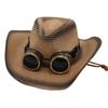 Western Cowboy Straw Hat Glasses Decorative Visor Ethnic Style Jazz Hat Prairie Knight Hat