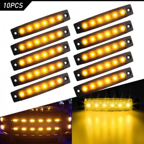 20x Amber LED Clearance 6 Marker Side Lights for Car RV Trailer Truck Pickup 12V 10x Yellow LED Side Marke