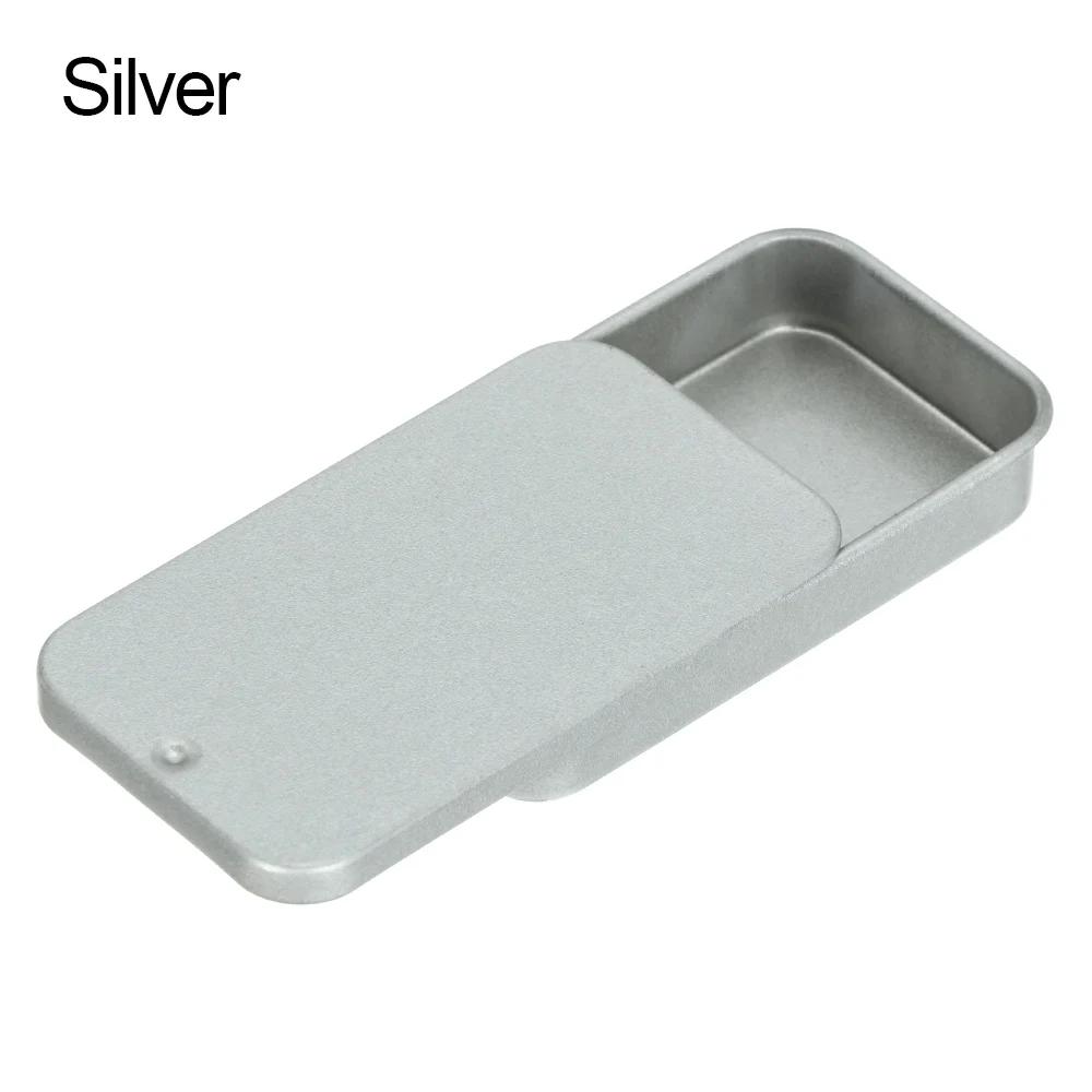 1 Stück Metall Rechteckig Leer Mini Blechdose Weißblech Schieben Süßigkeiten Pillendosen Behälter Glas mit Scharnier Kleine Organizer Aufbewahrungsbox