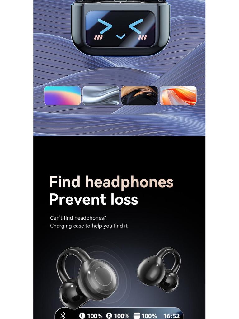 Cross-border AI Wireless Ear Clip Bluetooth Headset with Touch Display and Long Battery Life.