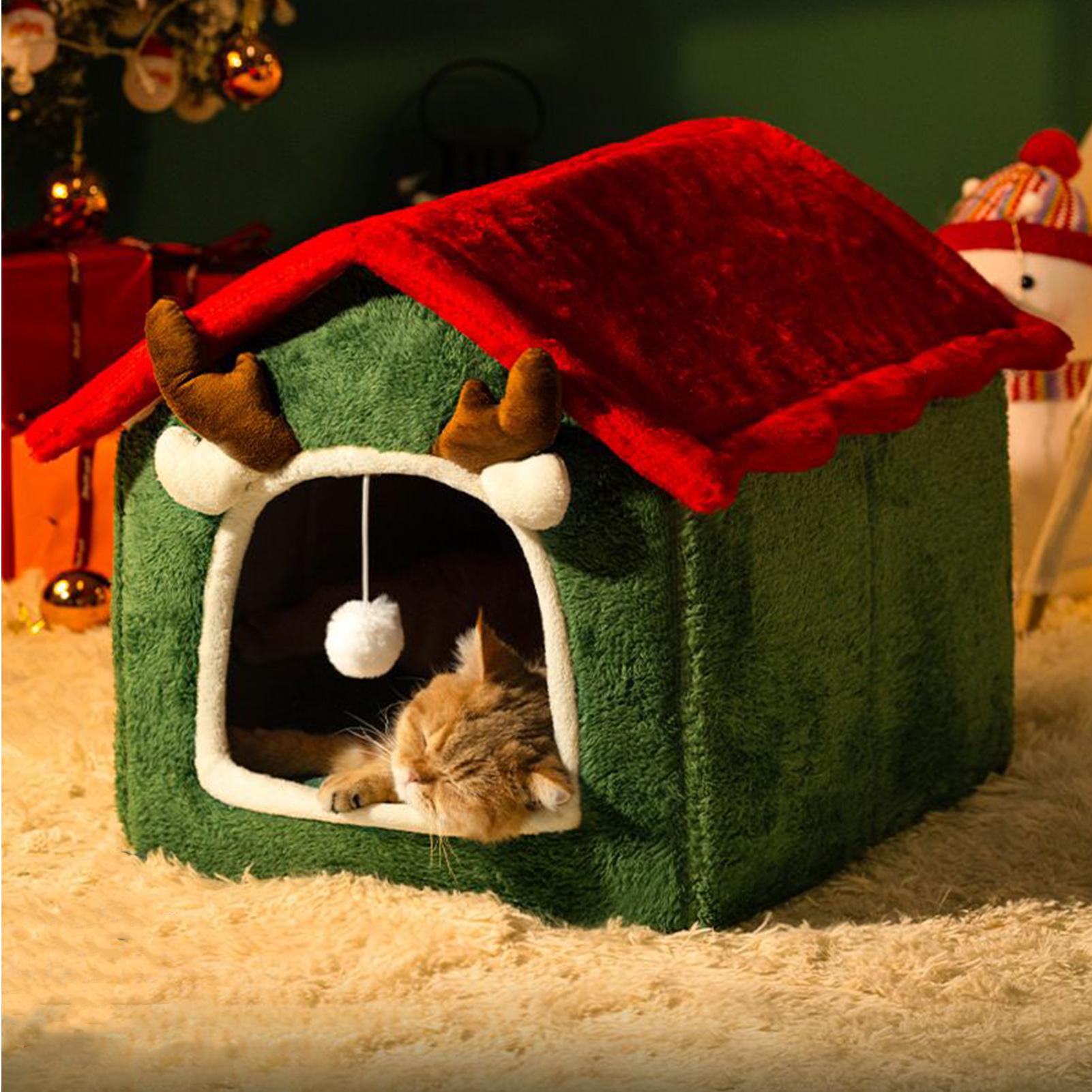 

Cat House Cold Weather Warm Christmas Cat House Winter Nest For Bedroom Living Room Balcony Playing Resting 1.5-4 Kg Small CHINA