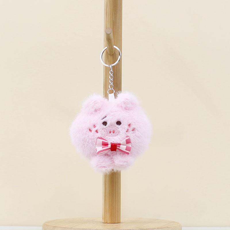 Doll Plush Pig Bow Decorative Keyring Bag Accessories Stuffed Keychain Kids Gift