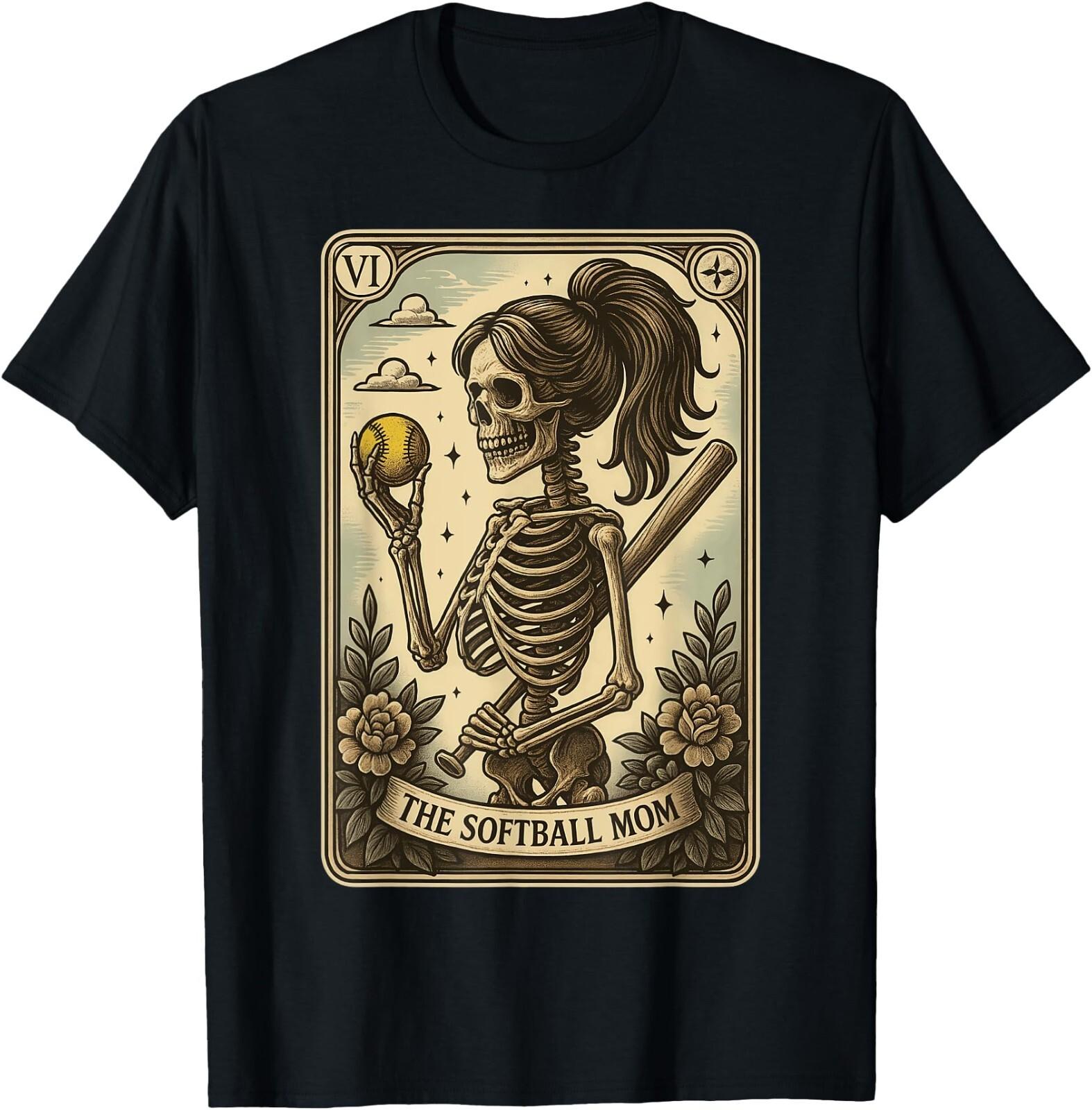 The Softball Mom Tarot Card Skeleton Mama Mother s Day T-Shirt ,Unisex Tee S