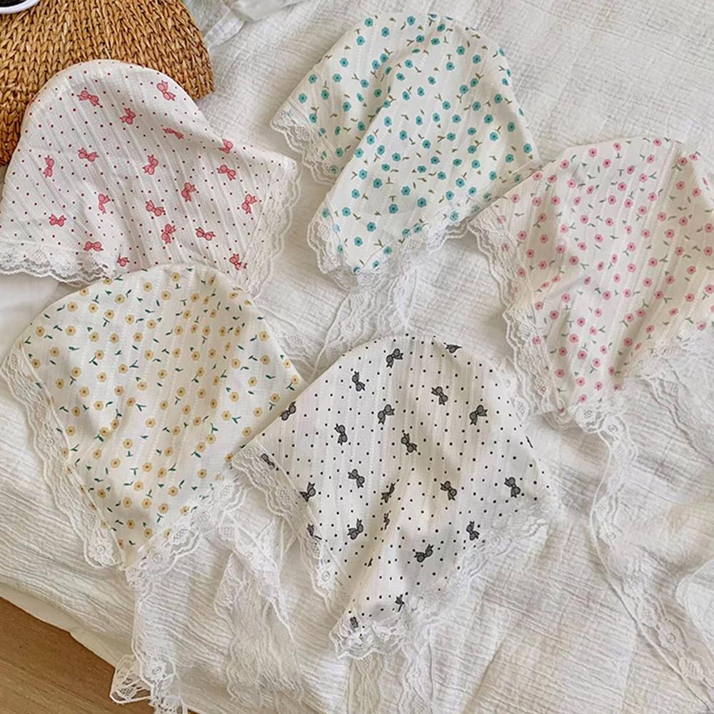 Korean Bowknot Hair Scarf Triangle Blue Neck Scarf Soft Hair Wrap Pastoral Style Hair Bandanas for Women Girls Hair Accesories