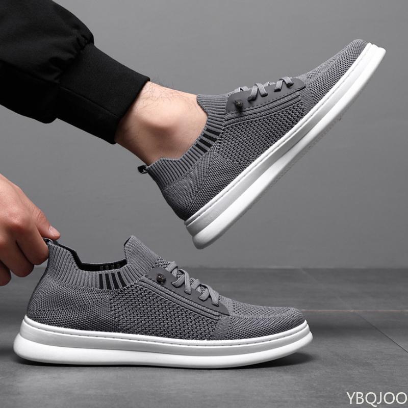 Trendy Shallow Mouth Men's Sports Shoes Spring Mesh Breathable Round Toe Casual Soft Sole Running Sports Board Shoes Sneakers