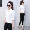 Long Sleeve Shirt Women Spring Autumn Clothing Fashion Slim Blouse V Neck Korean Elegant Ladies Office Shirts White Red