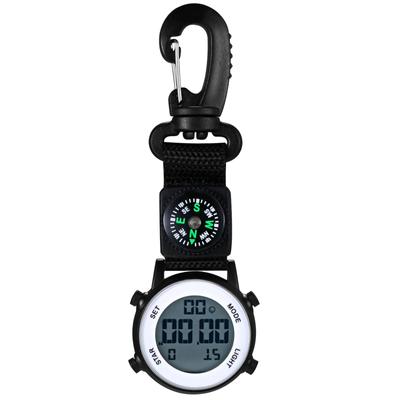 Clip Clock Digital Keychain Carabiner Watch Day of the Week Calendar Alarm Clock Compass LED Pocket Watch Nurse Watch 3ATM Waterproof Outdoo