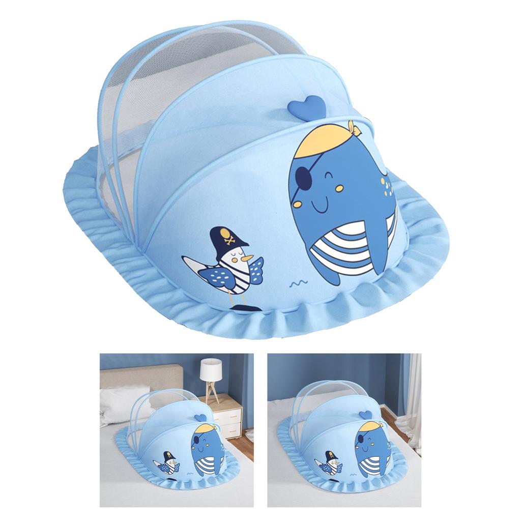 Baby Fly Net Tent Portable Bottomless Breathable Folding Net Bed Tent for Kids Sleeping Blue