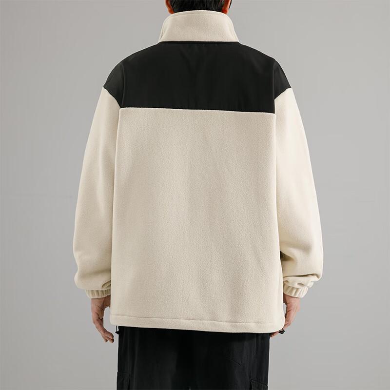 Huili Autumn/Winter American Style Color-Block Fleece Jacket